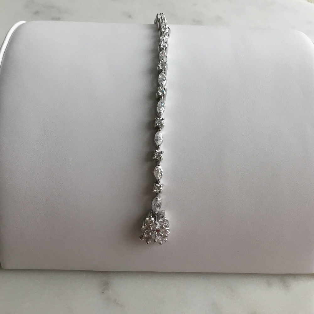 Sterling 8” Marquise & Round Cz Bracelet - Picture 10 of 17